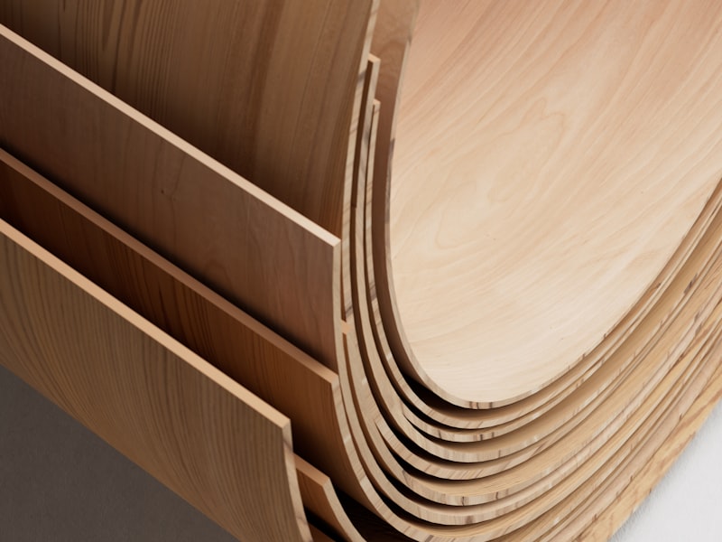 Plywood sheets stacked in warehouse